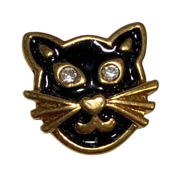 Avon Halloween Black Cat Enamel Rhinestone Stud Earrings - Picture 7 of 12